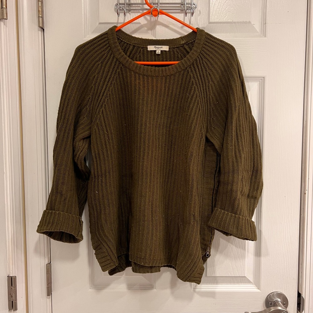 Madewell Olive‎ Green Ribbed Knit Sweater